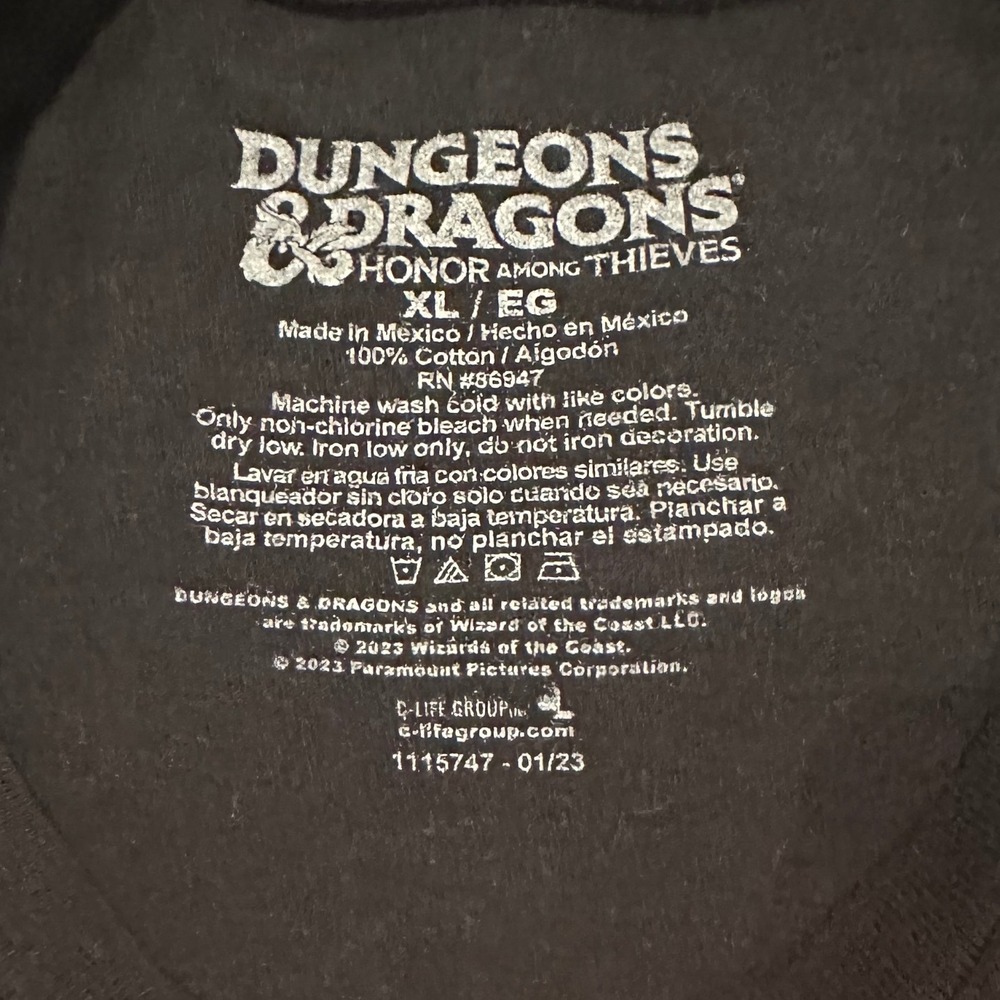 Dungeons & Dragons Honor Among Thieves Movie Graphic T-Shirt Black Mens XL 2023 - Picture 3 of 5